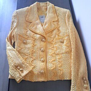 Vintage VERTIGO Rayon Cotton Blend Jacket Mini Skirt Suit Made in France Size M